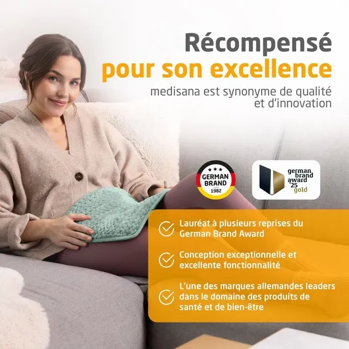 Medisana HP 517 Coussin chauffant électrique ultra doux - 100 W - 4 réglages de température - Vert - Lavable