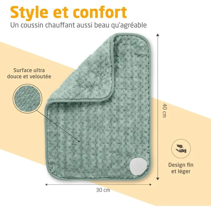 Medisana HP 517 Coussin chauffant électrique ultra doux - 100 W - 4 réglages de température - Vert - Lavable