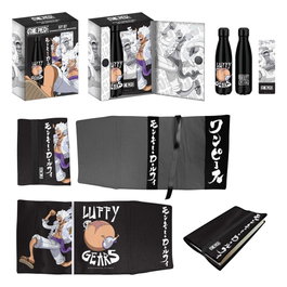 Halantex Coffret Cadeau One Piece Luffy Gears avec Bouteille en Acier, Autocollant et Couvre-livre