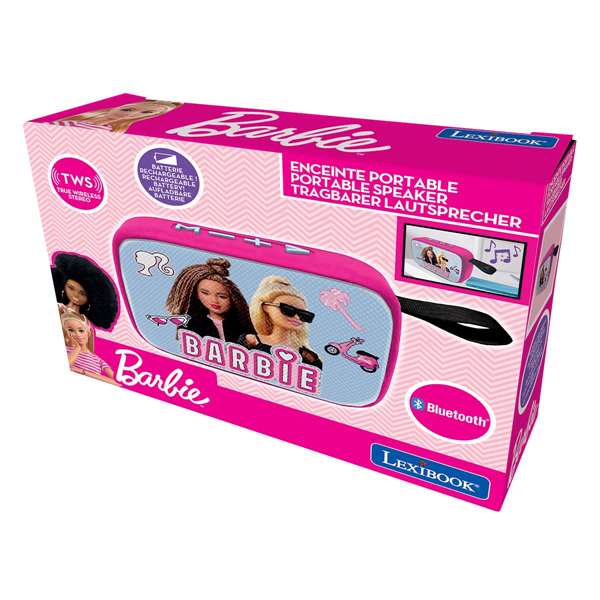 Lexibook - Enceinte portable Bluetooth Barbie - Design textile - Dimensions 12 x 4 x 8 cm