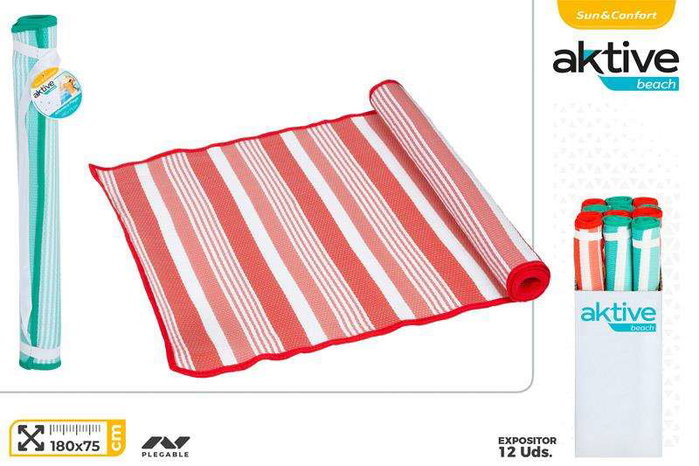 Color Baby - Tapis de plage PVC 180 x 75 cm avec rayures multicolores, motif aléatoire, pour enfant dès 3 ans