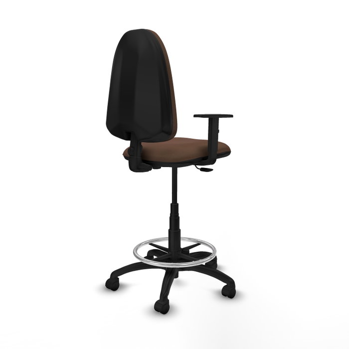 Tabouret Aýna taburete Contact permament de base Tissu Marron foncé Structure polyamide noire Accoudoir 1D Sans appui-tête Roulettes en nylon 50 mm