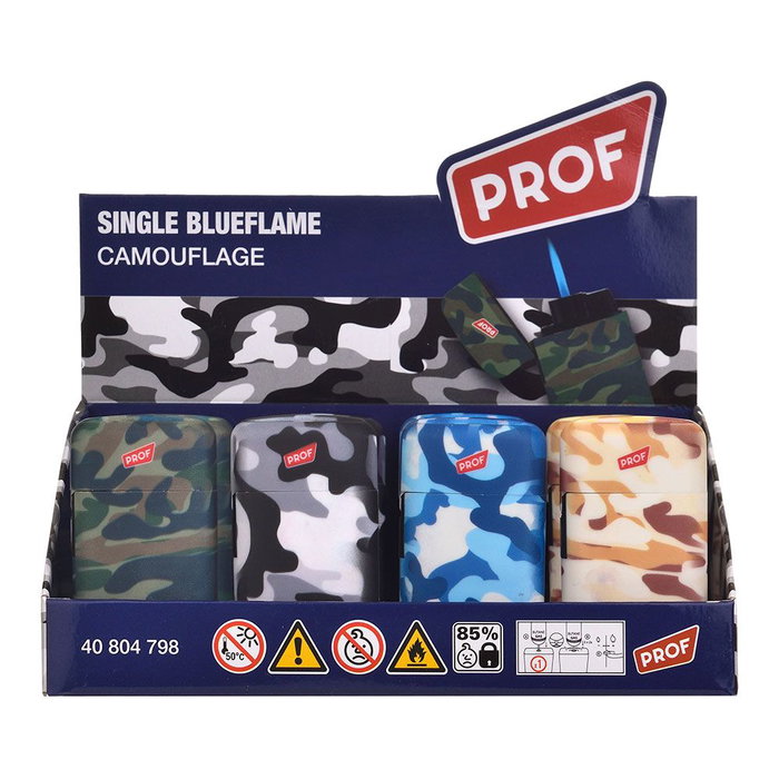 Prof Briquet électronique camouflage flamme bleue couleurs assorties