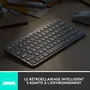 Logitech MX Keys Mini - Clavier sans fil AZERTY rétroéclairé, forme ergonomique, gris clair