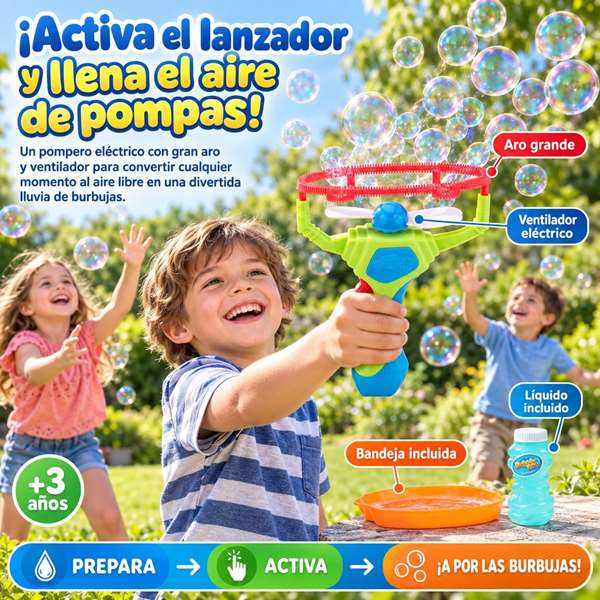 JugaToys Lanceur de bulles magiques géantes avec bouteille de liquide