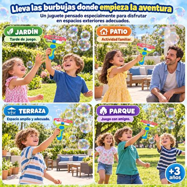 JugaToys Lanceur de bulles magiques géantes avec bouteille de liquide