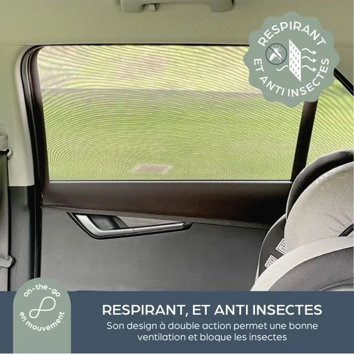 Dreambaby - Pare-soleil pour bébé voiture - Pack de 2 chaussettes de fenêtre en maille respirante - Protection solaire et thermique pour vitres arrière