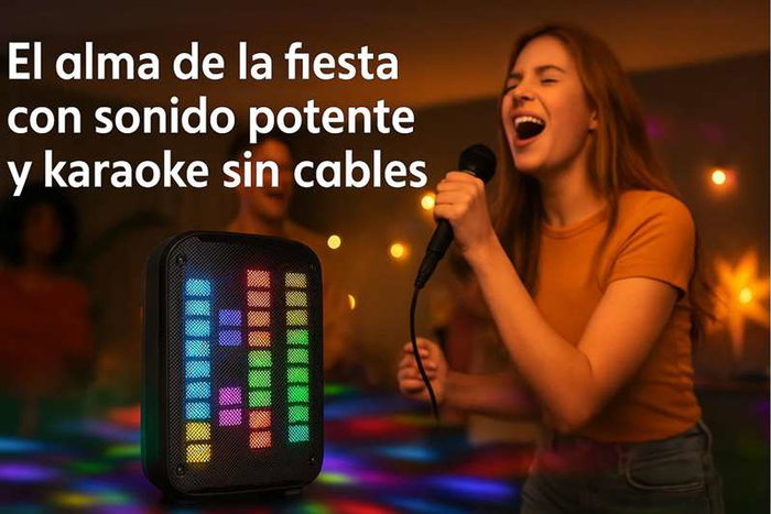 iDance KX200 - Système de karaoké avec 2 microphones sans fil, lumières disco et haut-parleur Bluetooth - Dimensions 35.6x24.2x18.5 cm - Version anglaise iDance KX200 - Système de karaoké avec 2 microphones sans fil, lumières disco et haut-parleur Bluetooth - Dimensions 35.6x24.2x18.5 cm - Version anglaise
