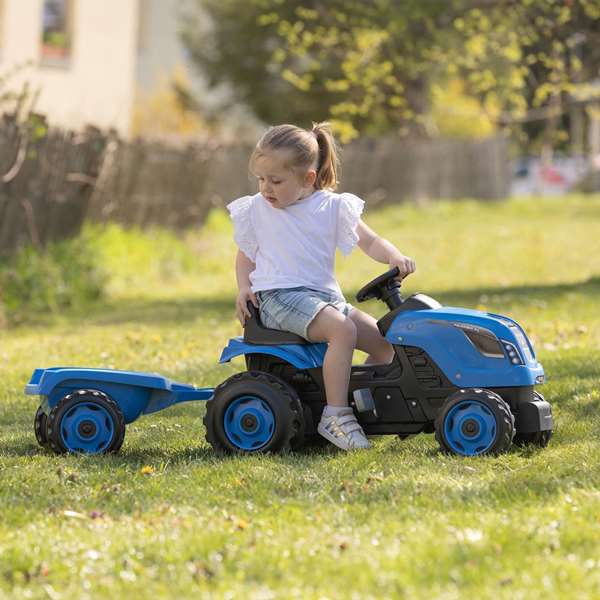 Smoby Tracteur à pédales Farmer XL Bleu avec Remorque Smoby Tracteur à pédales Farmer XL Bleu avec Remorque