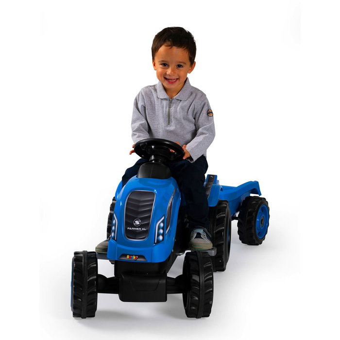 Smoby Tracteur à pédales Farmer XL Bleu avec Remorque Smoby Tracteur à pédales Farmer XL Bleu avec Remorque