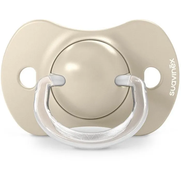 Suavinex - Lot de 2 sucettes Birdies SX Pro, 18 mois et plus, beige, tétrine ergonomique pour développement bucco-dentaire naturel