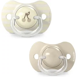 Suavinex - Lot de 2 sucettes Birdies SX Pro, 18 mois et plus, beige, tétrine ergonomique pour développement bucco-dentaire naturel