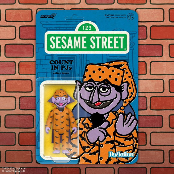 Super7 1, Rue Sésame figurine ReAction Wave 06 Count Von Count (PJs) 10 cm
