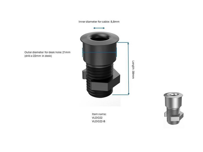 Vivolink Solution de passage de câbles pour bureau 35 mm Vivolink Solution de passage de câbles pour bureau 35 mm