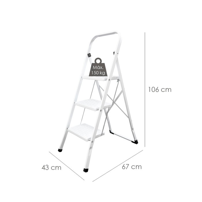 ORYX Escabeau en acier 3 marches pour usage domestique