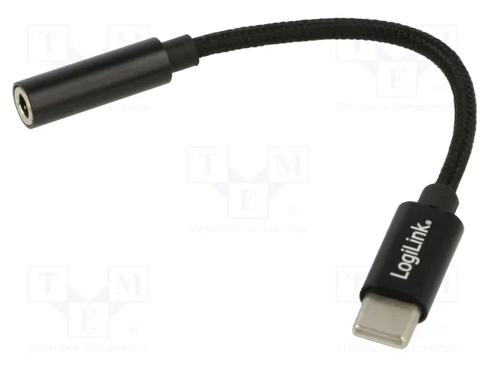 LOGILINK Adaptateur Jack 3,5mm 4pin vers USB C, 0,13m, textile noir LOGILINK Adaptateur Jack 3,5mm 4pin vers USB C, 0,13m, textile noir