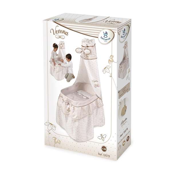 Decuevas Moïse Verona pour poupées jusqu'à 60 cm - Lit bébé jouet en métal, plastique et polyester - Dimensions 37x60x100 cm