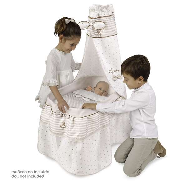 Decuevas Moïse Verona pour poupées jusqu'à 60 cm - Lit bébé jouet en métal, plastique et polyester - Dimensions 37x60x100 cm