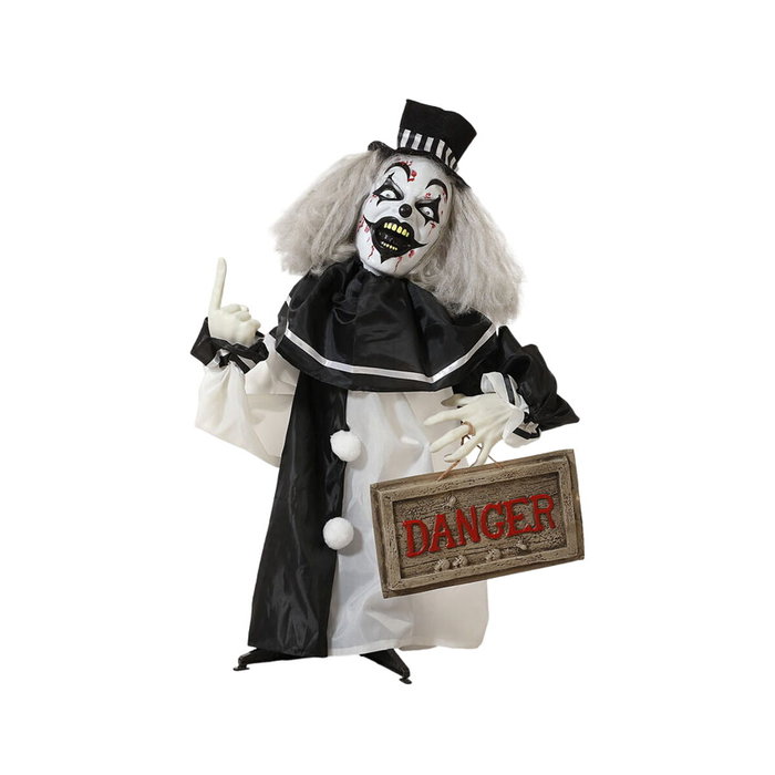 BigBuy Home Clown Animatronique avec Panneau DANGER et Capteur de Mouvement BigBuy Home Clown Animatronique avec Panneau DANGER et Capteur de Mouvement