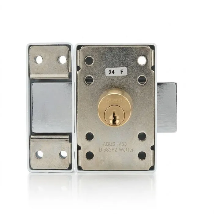 Abus Verrou de porte V83 CB 45 W blanc avec coffre en acier Abus Verrou de porte V83 CB 45 W blanc avec coffre en acier