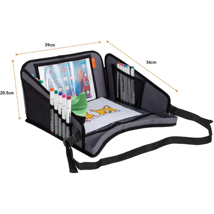 Dreambaby - Plateau de voyage universel pour enfants avec support de tablette intégré, porte-gobelet et rangement pour siège auto, train et avion