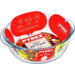 Pyrex 1450144 Plat pour Airfryer en Verre Borosilicate, Rond, Résistant à la Chaleur, 26 cm