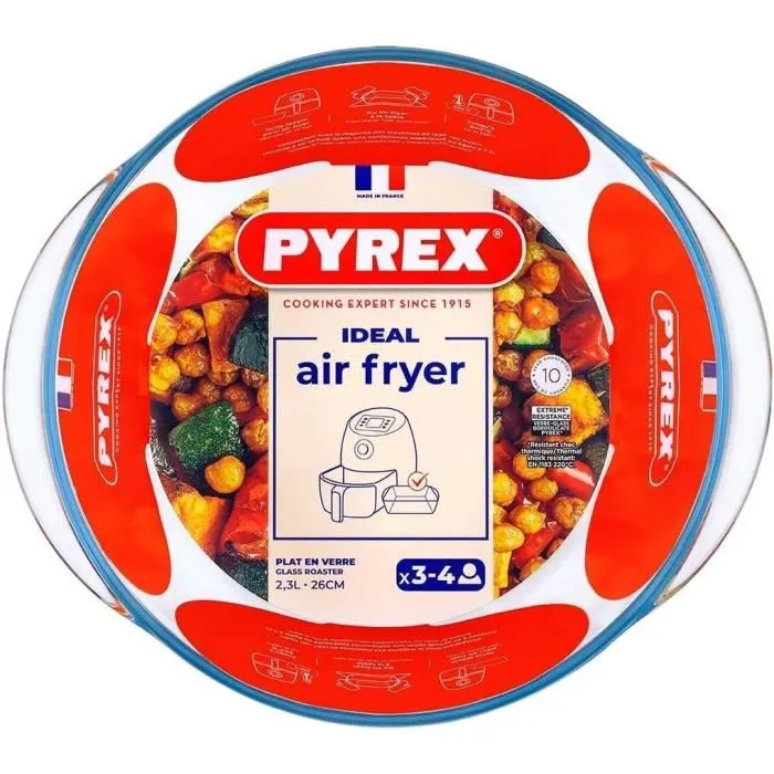 Pyrex 1450144 Plat pour Airfryer en Verre Borosilicate, Rond, Résistant à la Chaleur, 26 cm Pyrex 1450144 Plat pour Airfryer en Verre Borosilicate, Rond, Résistant à la Chaleur, 26 cm