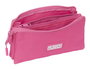 Safta Portatodo triple Munich basico - Trousse de rangement triple basique couleur fuchsia 22 x 12 x 3 cm
