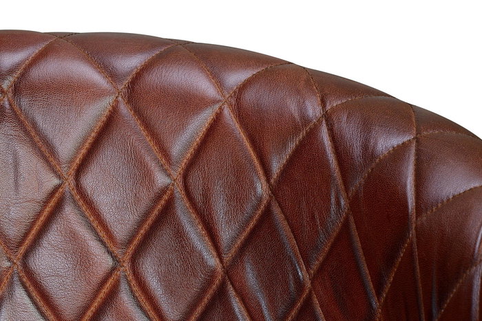 GINER Y COLOMER Chaise en cuir naturel avec piètement métal marron et noir - Assise 45 cm de large