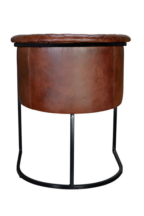 GINER Y COLOMER Chaise en cuir naturel avec piètement métal marron et noir - Assise 45 cm de large