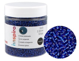 Innspiro Perles de rocaille en verre rond argenté et bleu marine 2,3mm 120g