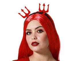Serre-tête de demonia noir avec cornes rouges brillantes