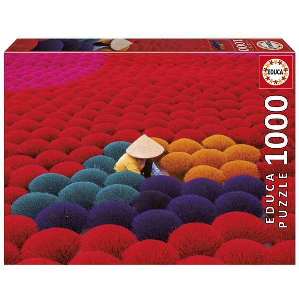 Educa Puzzle 1000 Pièces Vietnam - Village de l'Encens (Aldea Del Incienso) avec Colle spéciale FIX PUZZLE®, en Carton