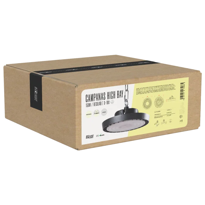 BX3 LIGHT Campana High Bay LED 150W IP65 6000K 120° pour Grandes Hauteurs et Espaces Industriels - Réf. BX3-HVB150W-N2-CW