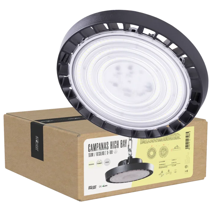 BX3 LIGHT Campana High Bay LED 150W IP65 6000K 120° pour Grandes Hauteurs et Espaces Industriels - Réf. BX3-HVB150W-N2-CW