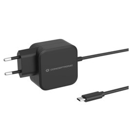 Conceptronic OZUL04BE Chargeur Murale USB-C PD 67W GaN avec Câble Intégré, Technologie Power Delivery 3.0 et PPS, Protection Surintensité, Noir