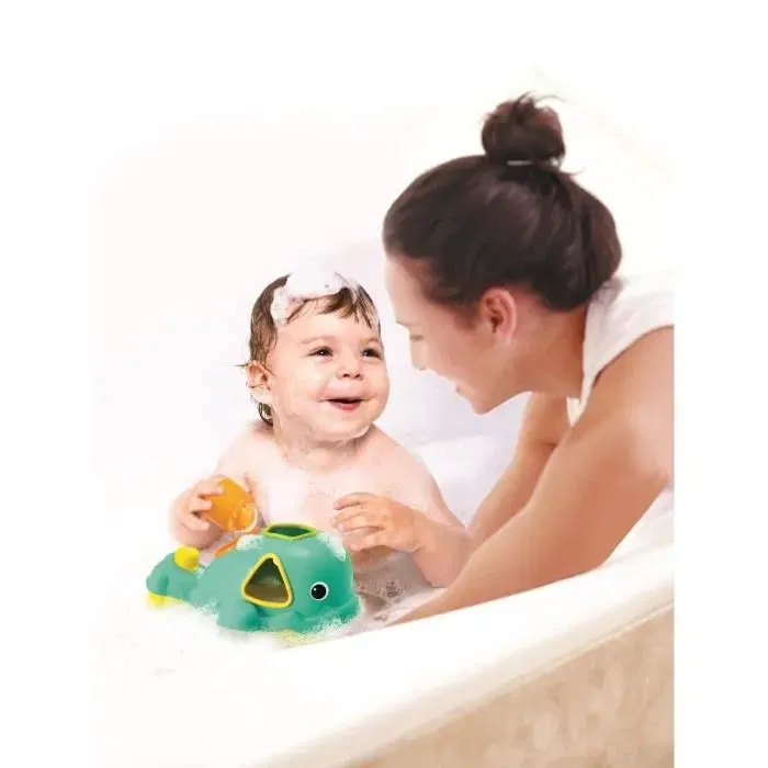 Infantino - Coffret de bain Orque 17 pièces pour bébé avec boîte à formes, gobelets gigognes, épuisette et animaux aquatiques