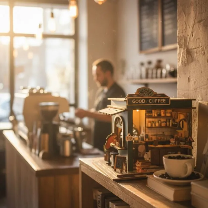 Nookland - Book Nook Kit DIY 3D à Construire : Maquette Serre Livre Coffee Shop - 16 x 14 x黑 16 cm