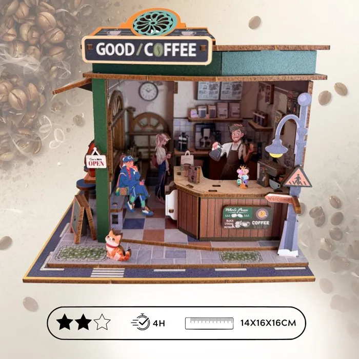 Nookland - Book Nook Kit DIY 3D à Construire : Maquette Serre Livre Coffee Shop - 16 x 14 x黑 16 cm