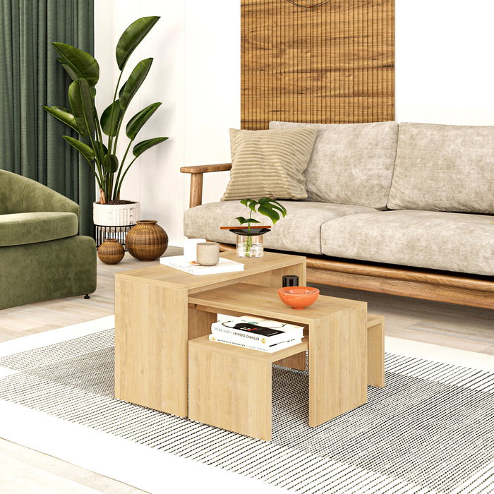 Jeu de 3 tables Alexandra House Living Chêne Bois MDP 32 x 65 x 30 cm 24 x 65 x 30 cm 39 x 65 x 30 cm