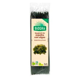 BIOGRA Espagueti de Espelta aux Algues Bio 250g - Pâtes Complètes Véganes - Source de Protéines et Fibre