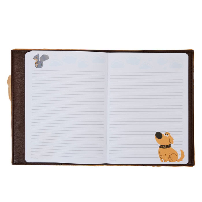LOUNGEFLY Cuaderno peluche Dug 15th Anniversary Up Disney Pixar - Carnet en peluche avec appliques, broderies et détails imprimés, 16.25x21.87cm