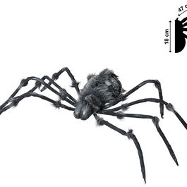 Géante Araignée Noire avec Poils 162 cm - Décor de Fête d'Halloween, Jardin et Événement Terrifiant