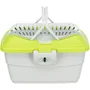 Trixie Transporteur Mini-Capri pour petits rongeurs et lapins, boîte de transport ventilée 40 x 22 x 30 cm, gris clair/vert, avec poignées et bandoulière