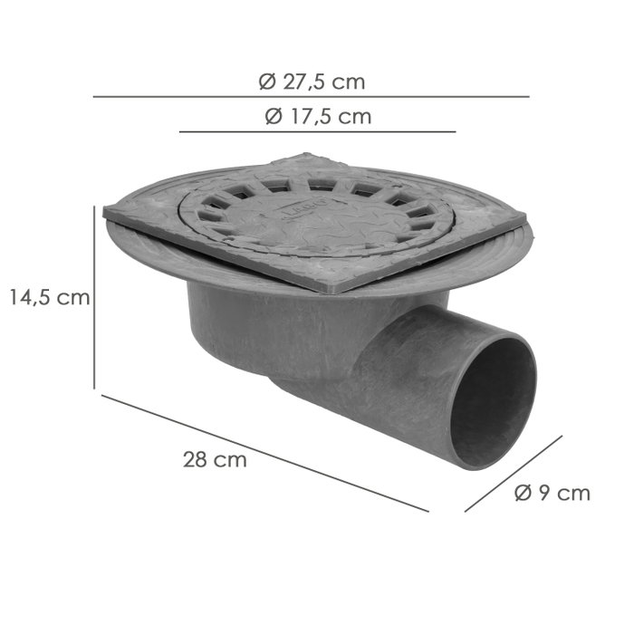 ABRISA Caldereta Sifónica PVC Horizontal 200x200/90mm