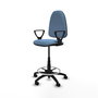 Tabouret Aýna taburete Contact permament de base Tissu Bleu ciel Structure polyamide noire Accoudoirs fixes Sans appui-tête Roulettes en nylon 50 mm