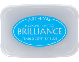 Tsukineko BRILLIANCE Tampon d'encre Bleu ciel effet nacré 95x65mm