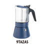 Inoxibar Cafetière italienne Bleu 9 tasses en verre borosilicaté, compatible induction avec soupape de sécurité