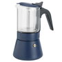 Inoxibar Cafetière italienne Bleu 9 tasses en verre borosilicaté, compatible induction avec soupape de sécurité
