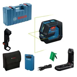 Bosch Professional GLL 20-22 G Niveau laser à lignes croisées vert avec batterie BA 3.7V 3.0Ah et coffret, IP65